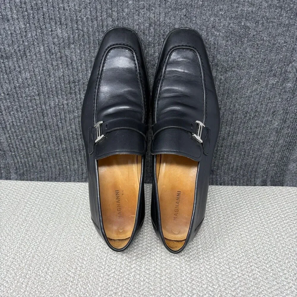Magnanni Lino Bit Loafers Black Leather Dress Shoes Oxfords Mens 9.5 M